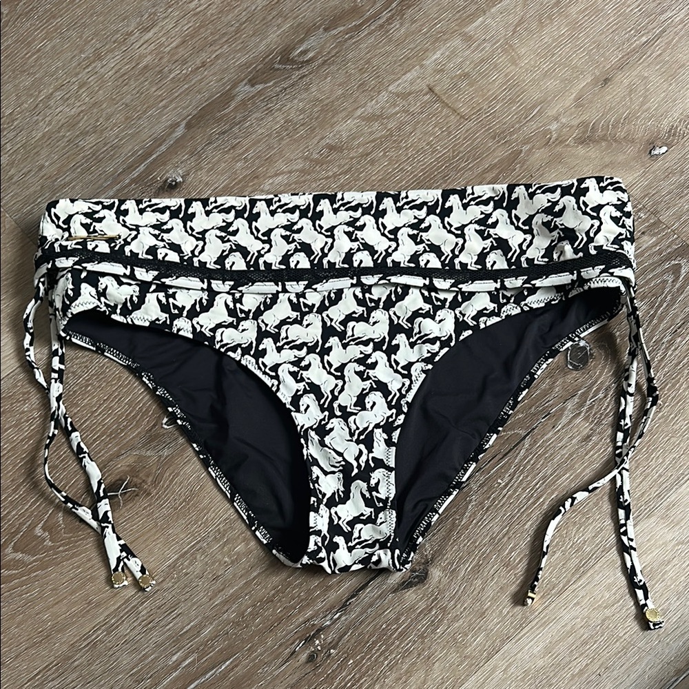 Stylish Black and White Horse Print Bikini Bottoms